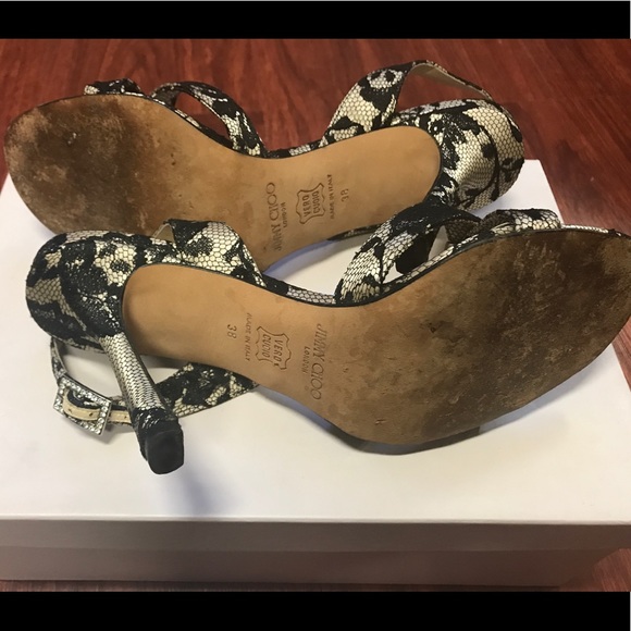 Size 38 Black Lace Jimmy Choo Slingback Heels - Picture 5 of 5